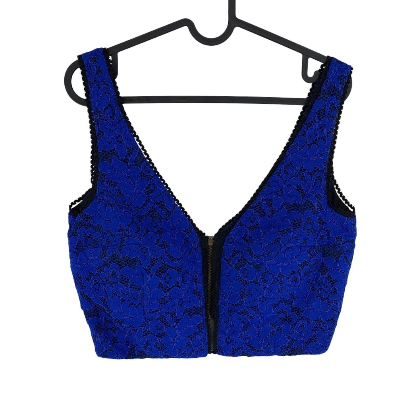 LYNNE Women Navy Blue V Neck Bustier Crop Top Size EU 42 UK 14 US 12