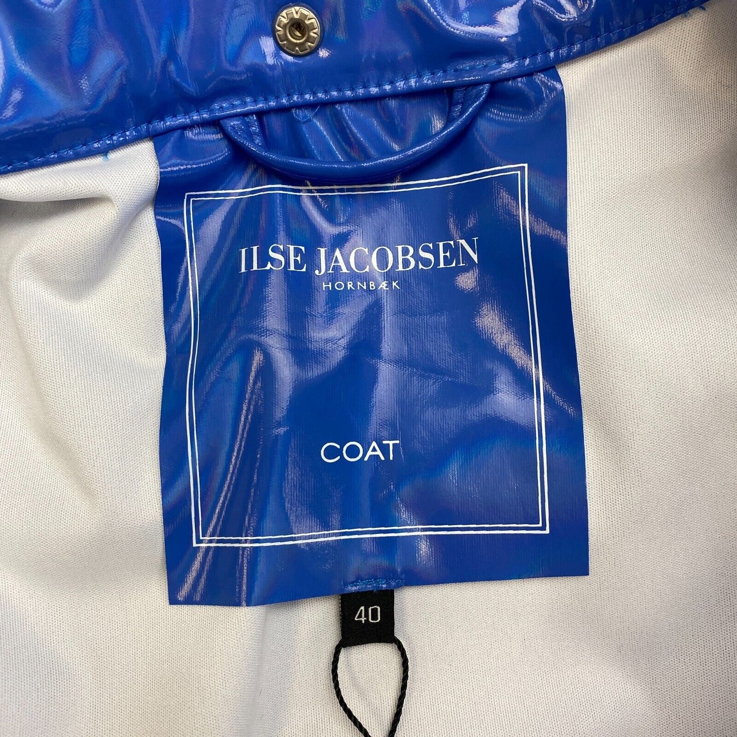 ILSE JACOBSEN Women Dark Blue Hooded Rain Coat Jacket Size EU 40 UK 12 US 10