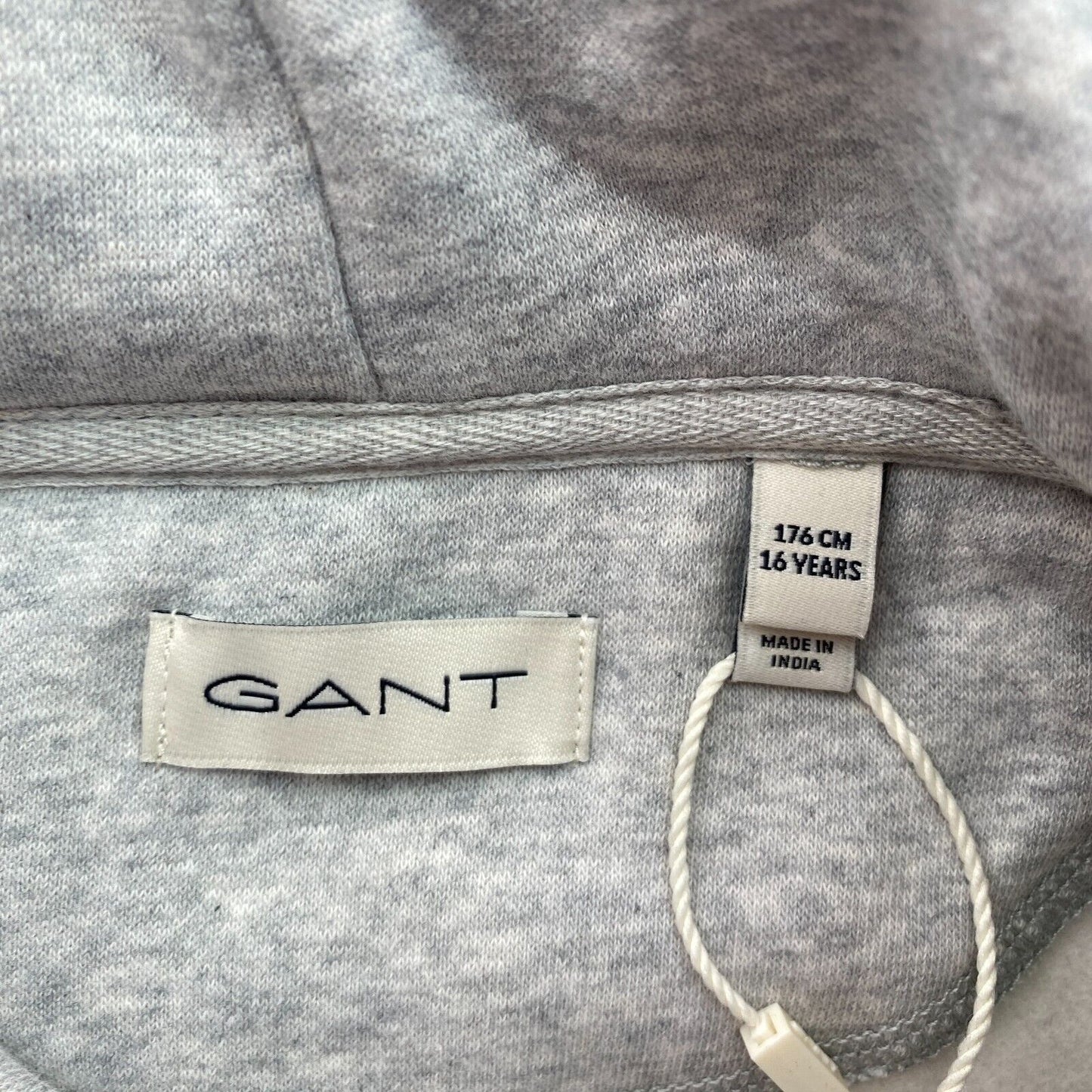 GANT Boys Grey Tonal Archive Shield Hoodie Sweater Size 16 Years 176 cm