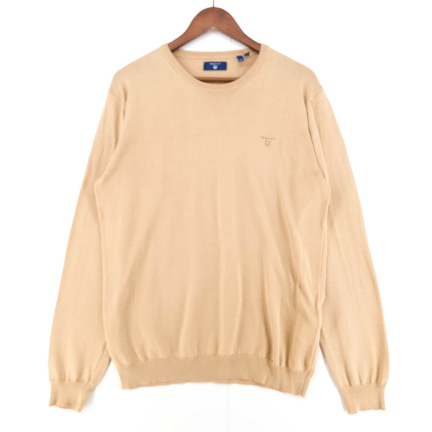 GANT Light Brown Crew Neck 100% Cotton Jumper Sweater Pullover Size M