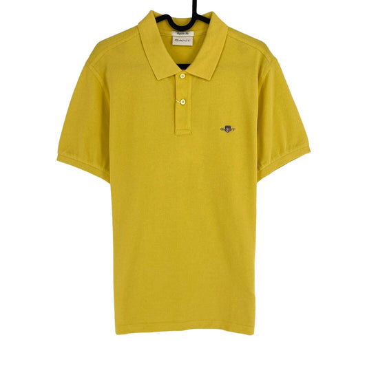 GANT Men Yellow Reg Shield Pique Short Sleeves Polo Shirt Size M