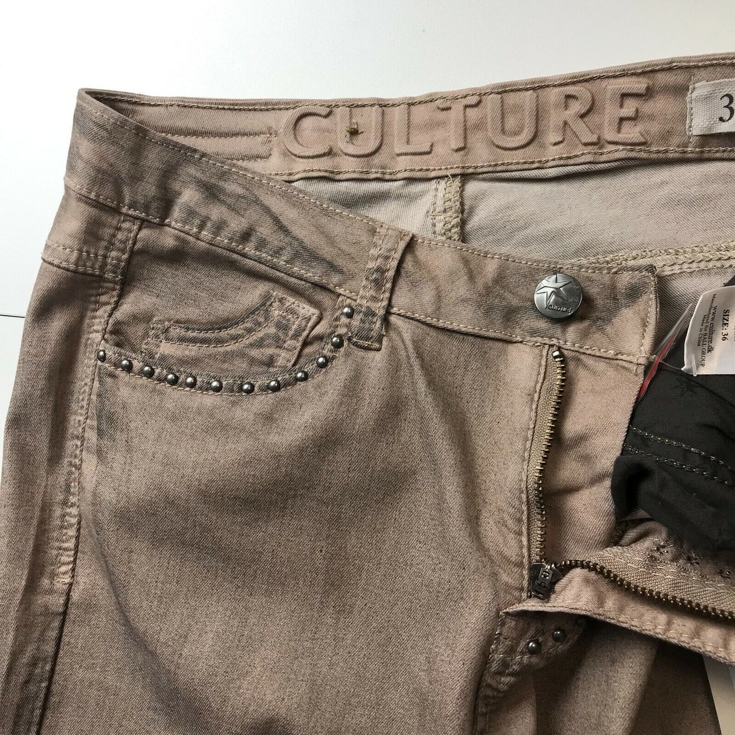 CULTURE Damen Hose Skinny Fit Braun Größe EUR 36 W28