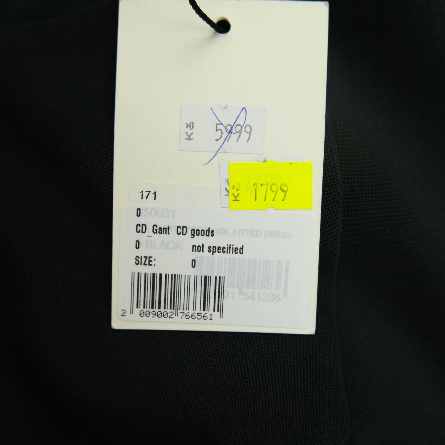 GANT Schwarzes Bleistiftkleid mit kurzen Ärmeln und Rundhalsausschnitt, Größe EUR 34 UK 8 US 4