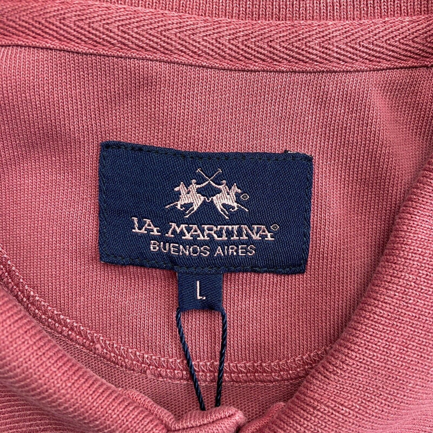 LA MARTINA Dark Pink Cotton Polo Shirt Size L