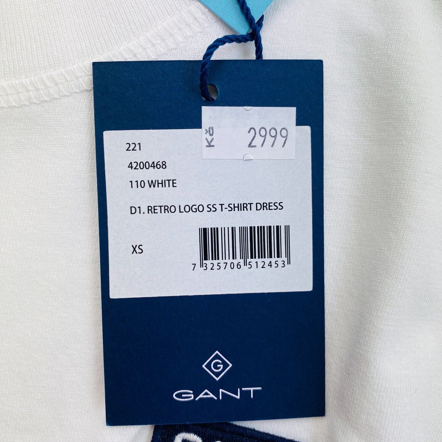 GANT White Retro Logo Short Sleeves T Shirt Dress Size XS