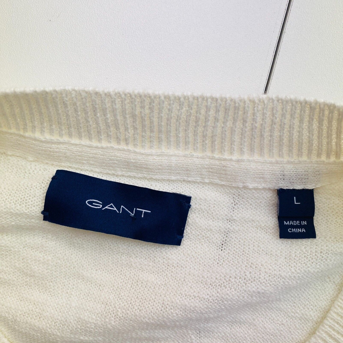 GANT Beige Cotton Linen Crew Neck Sweater Pullover Size L