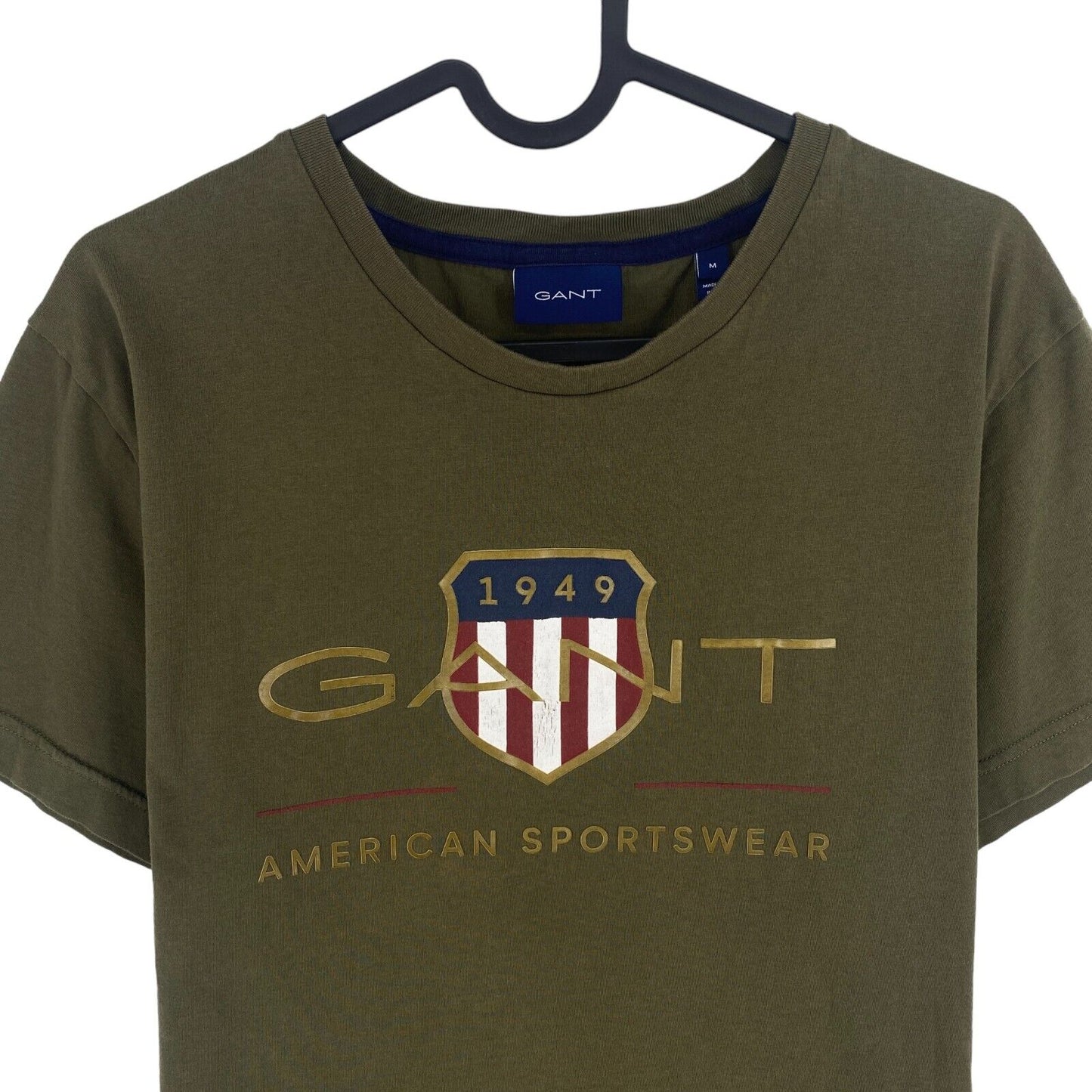 GANT Men Brownish Green Archive Shield Crew Neck Short Sleeves T Shirt Size M