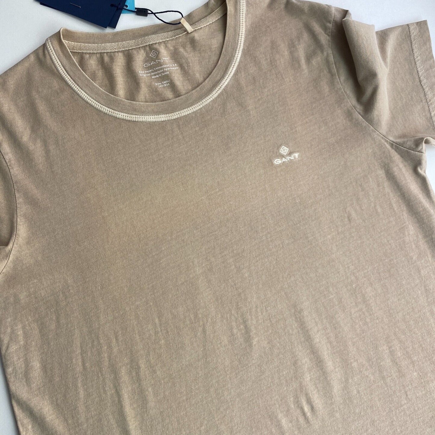 GANT T-Shirt mit Rundhalsausschnitt, sonnenverblasst, Braun, Größe S