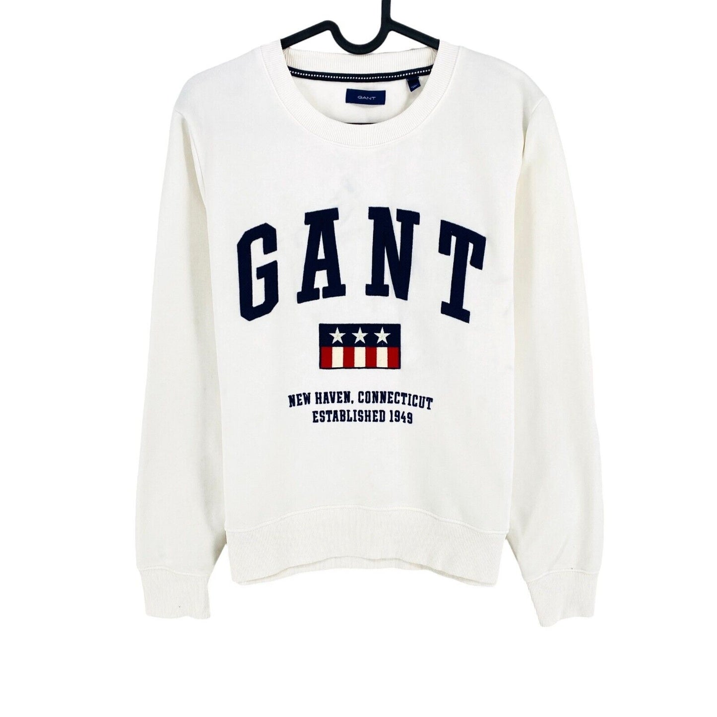 GANT White Retro Logo Crew Neck Jumper Sweater Size M