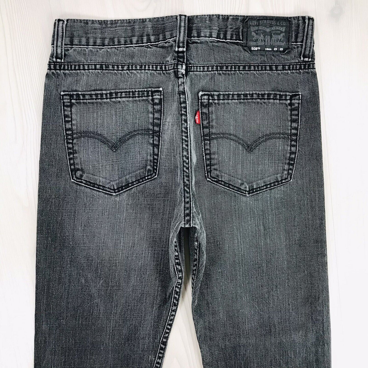 Vintage Levi's 508 Boys Dark Grey Taper Fit Jeans 18 Reg / W29 L29