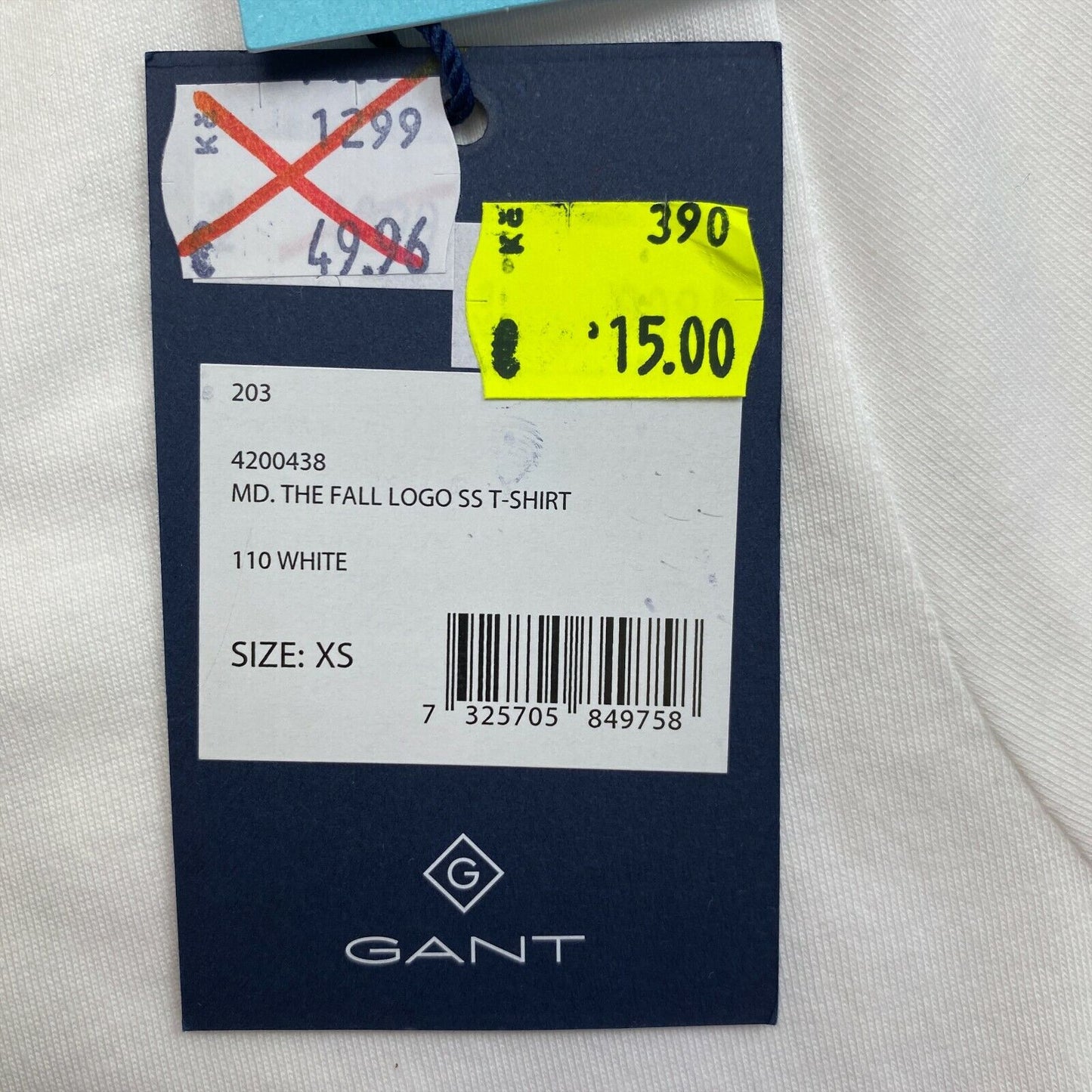 GANT White The Fall Logo Crew Neck T Shirt Size XS