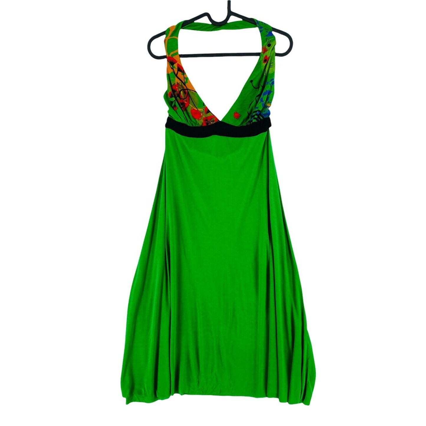 PARAMITA Green On the Neck Flared Dress Size L