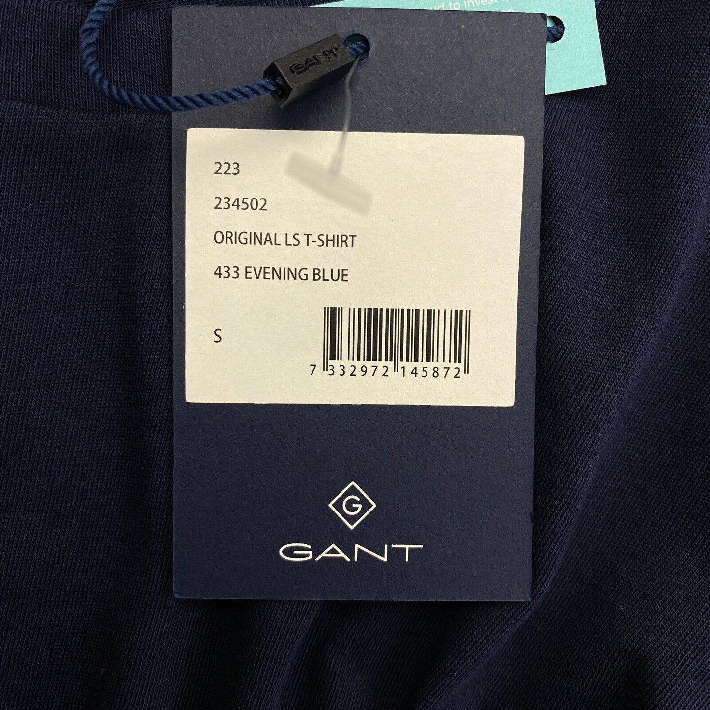 GANT Navy Blue Original Crew Neck Long Sleeves T Shirt Tee Size S