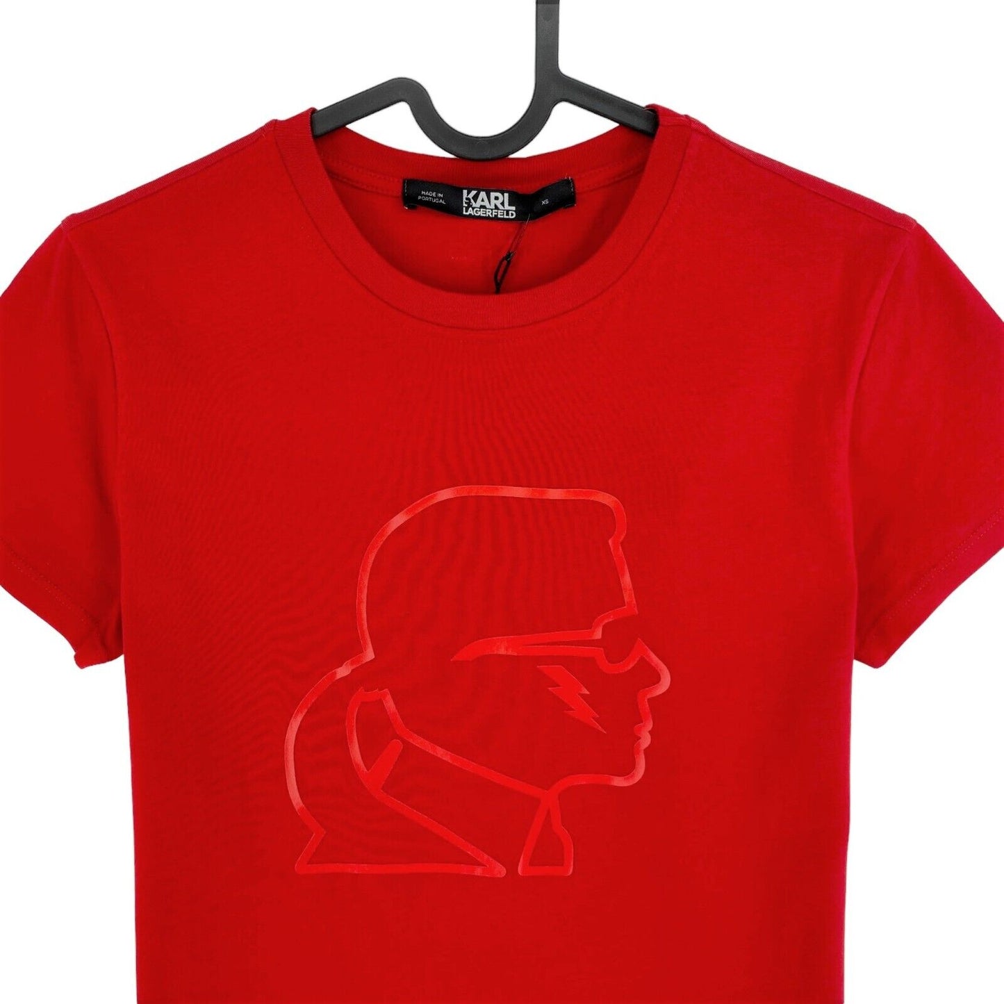 Karl Lagerfeld Red Kameo Embossed Crew Neck T Shirt Size XS