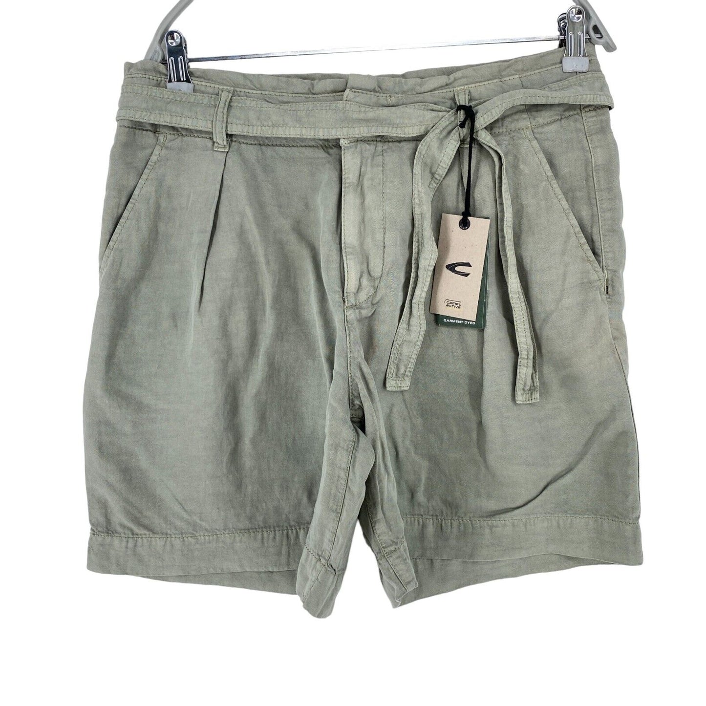 CAMEL ACTIVE Women Grey Relaxed Fit Linen Blend Shorts Size W27