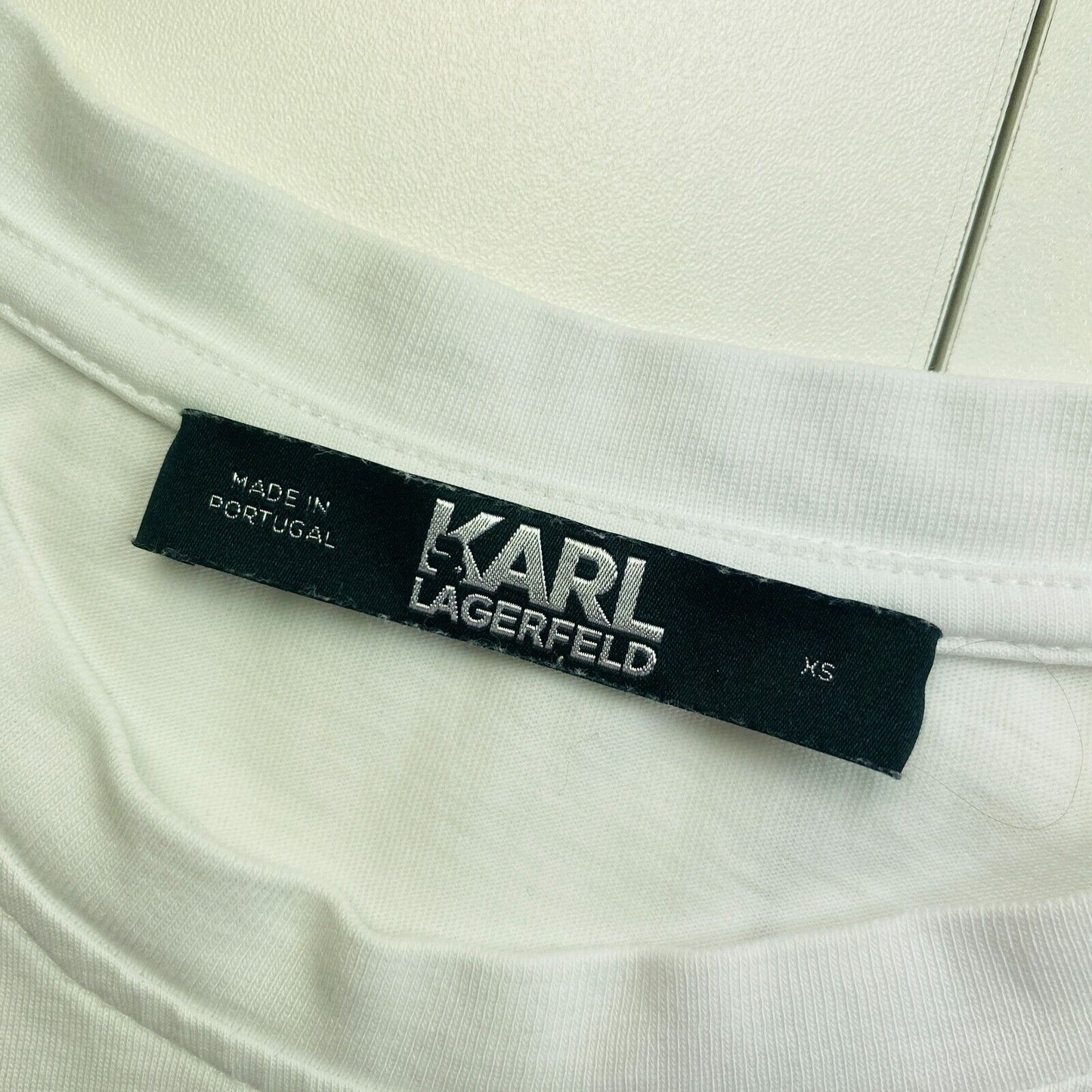 Karl Lagerfeld White Crew Neck T-Shirt Top Size XS