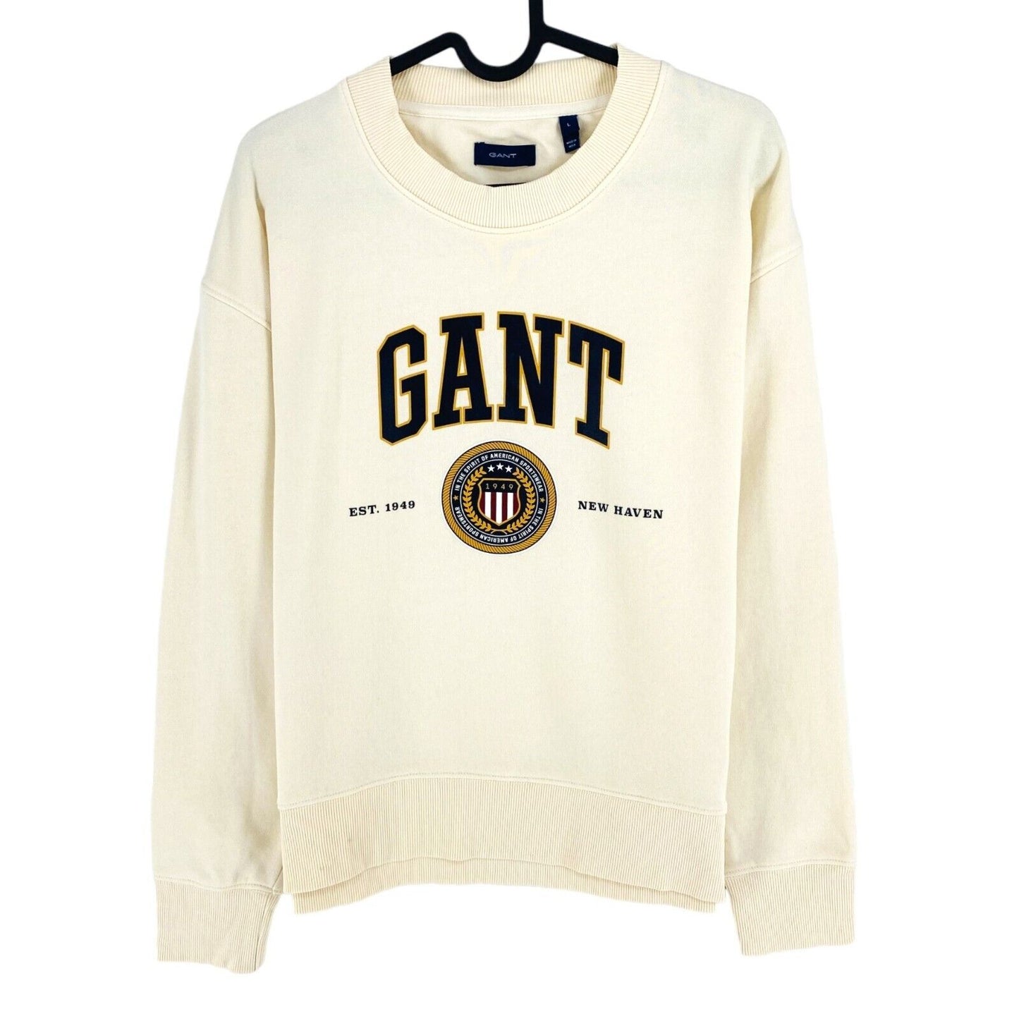 GANT Beige Crest Shield Rundhalspullover Pullover Größe M