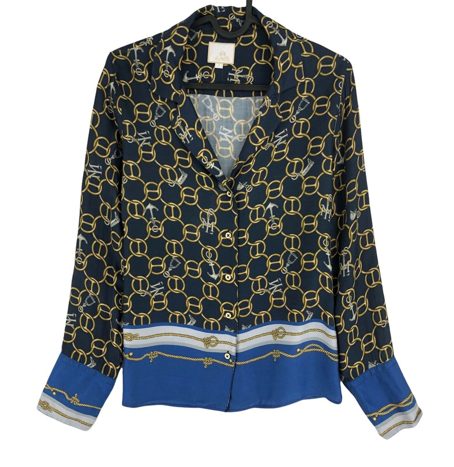 LA MARTINA Navy Blue Chains Print Shirt Size 1 / S