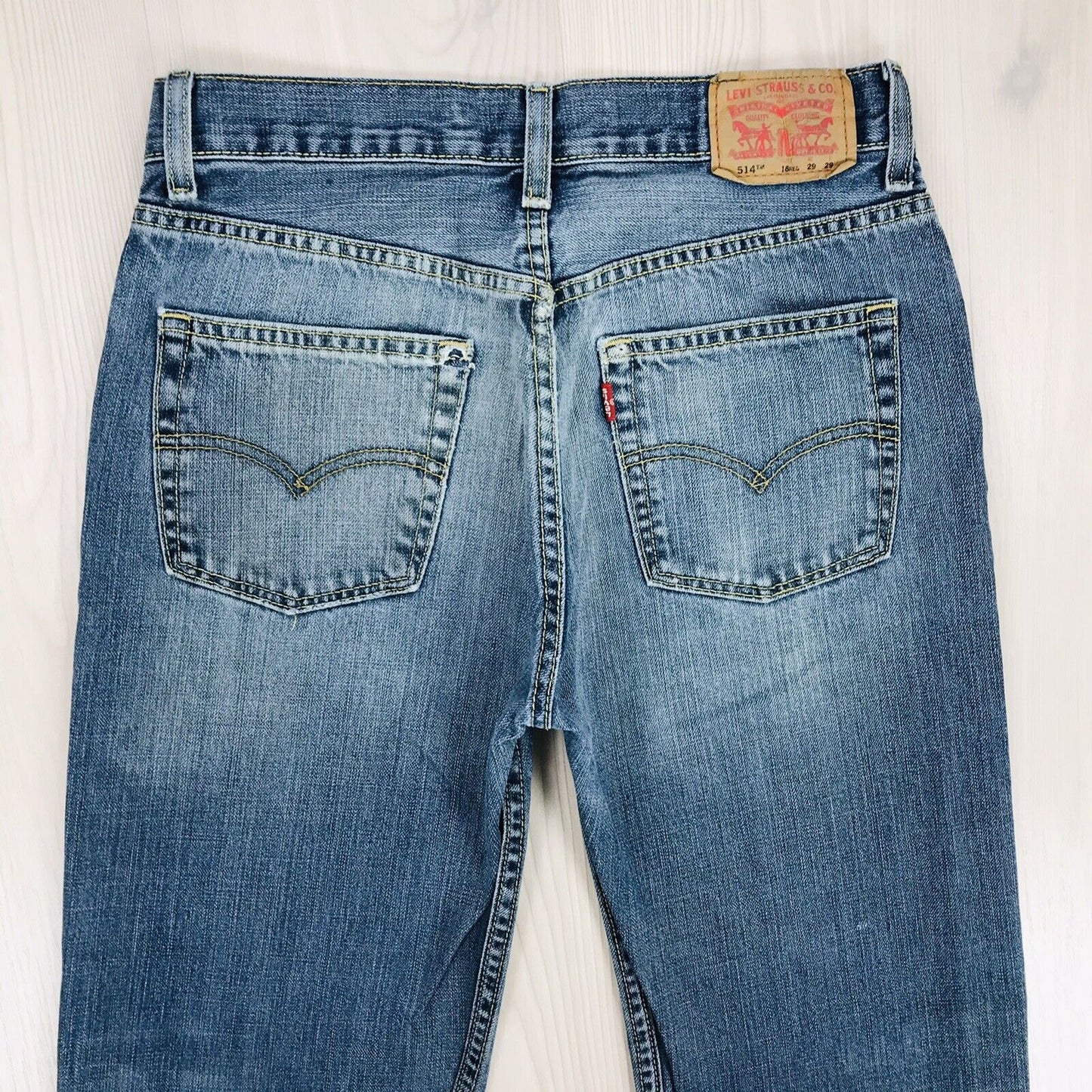 Vintage Levi's 514 Jungen Blau Straight Fit Jeans 18 Reg / W29 L29