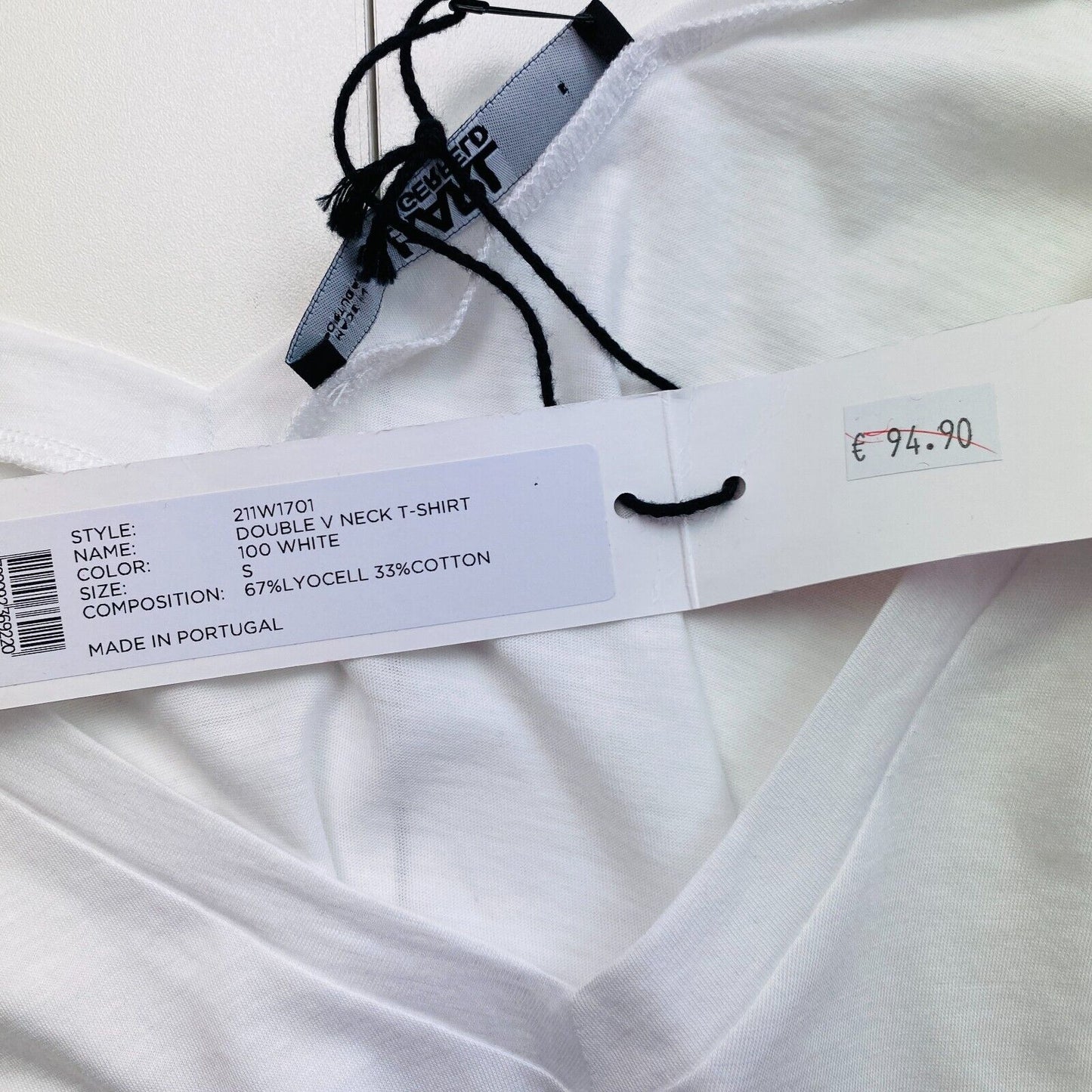 Karl Lagerfeld White Double V Neck T Shirt Size S