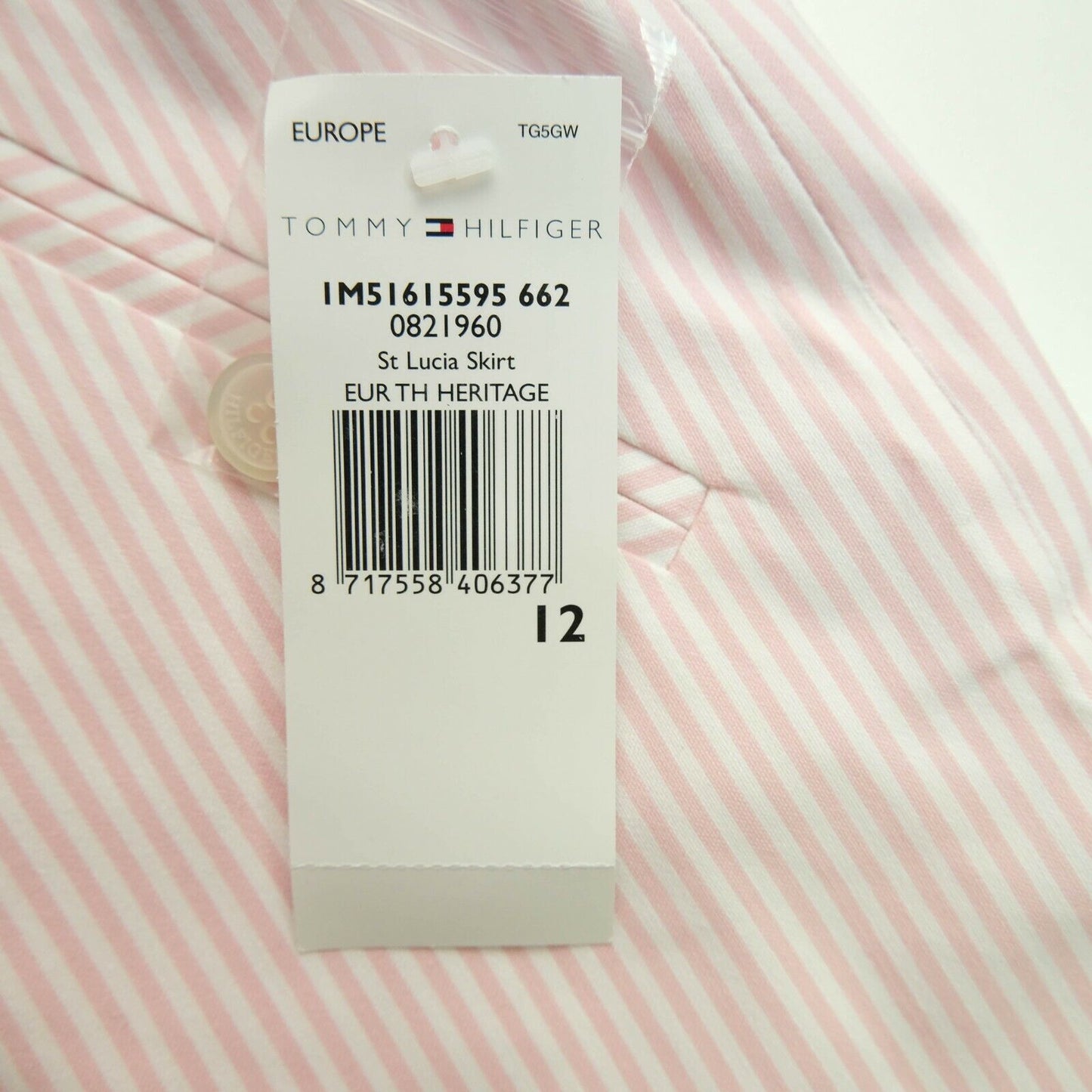 TOMMY HILFIGER Pink Striped St Lucia Skirt Size 12 EU 42 UK 14 US 10