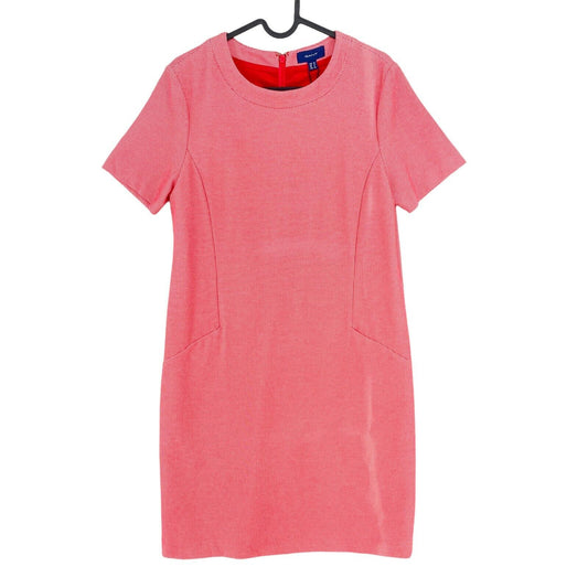 GANT Rotes Jersey-Piqué-Kleid mit Rundhalsausschnitt, Größe EU 38, UK 12, US 8