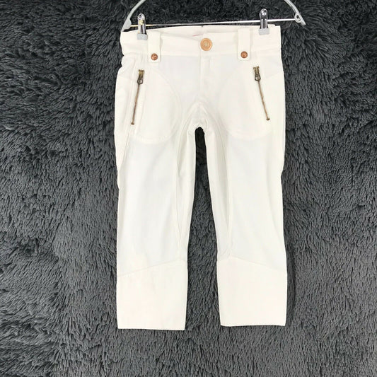 NOLITA De Nimes Women White Regular Straight Fit Cropped Capri Trousers Size W26