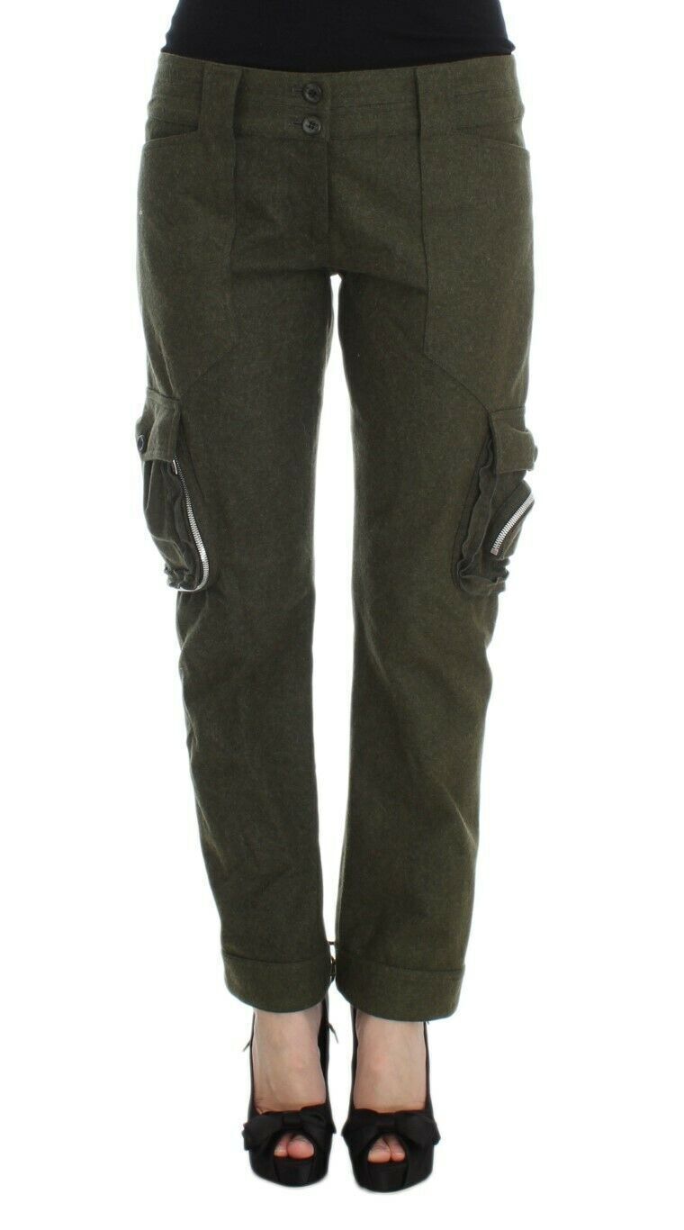 UVP $560 Ermanno Scervino Designer Khaki Grün Wollmischung Hose Hose W26