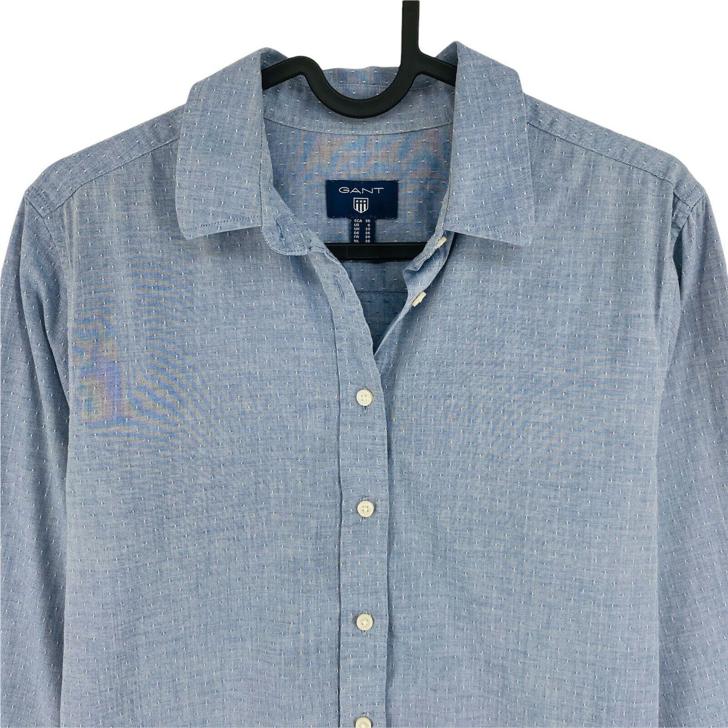 GANT Blue Micro Dot Print Shirt Size EU 36 UK 10 US 6