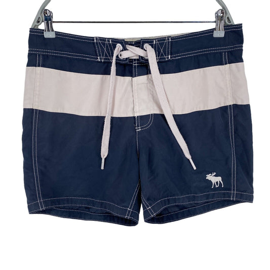 Abercrombie &amp; Fitch Short de sport bleu marine rayé Taille L