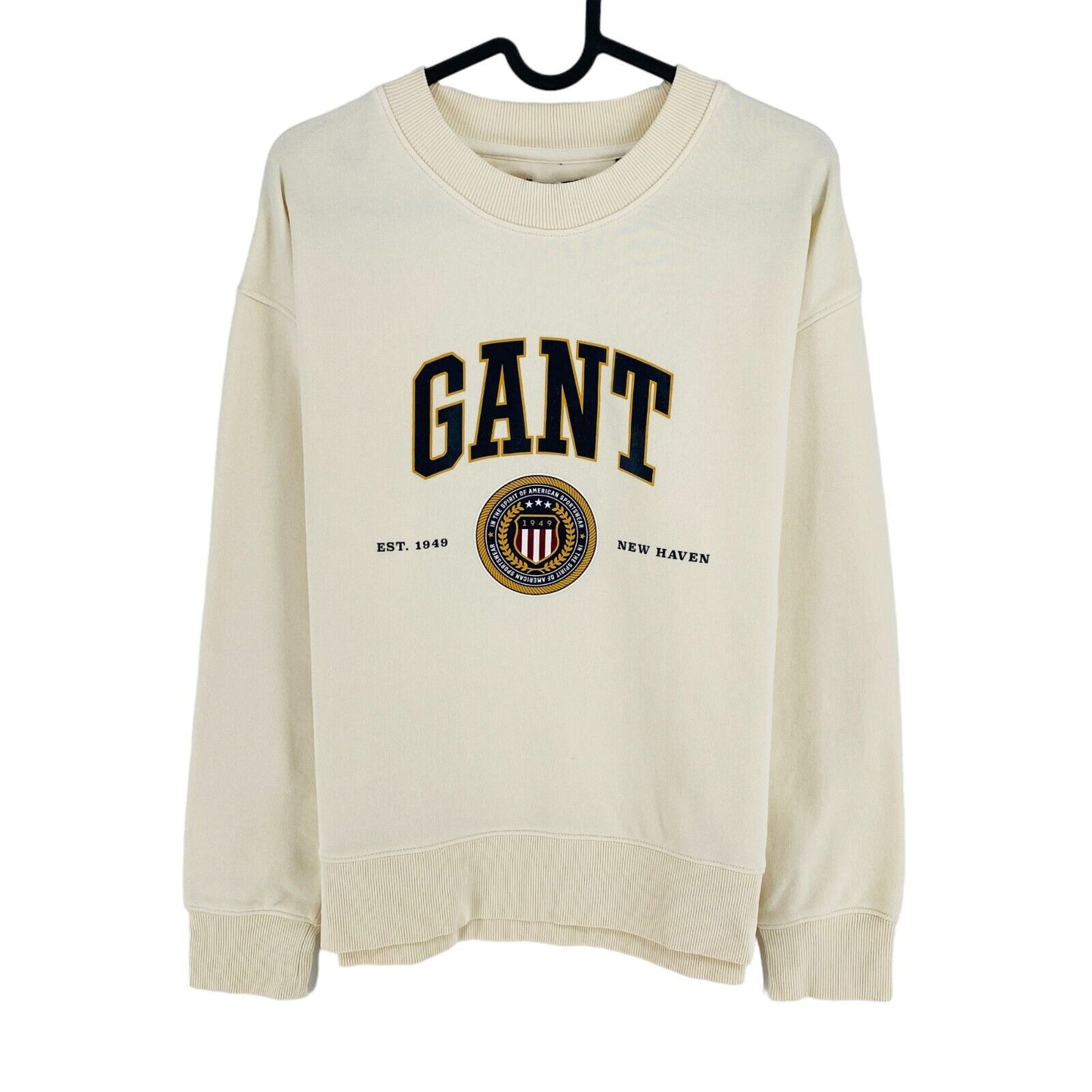 GANT Beige Crest Shield Crew Neck Sweater Jumper Size L