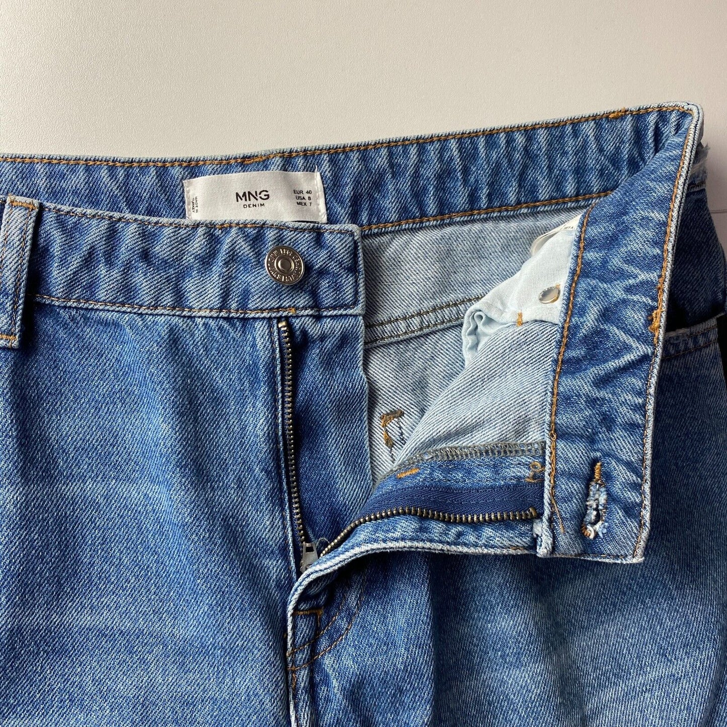 MANGO Damen Jeans im Used-Look, normale Passform, blau, Größe 40, US 8, W31