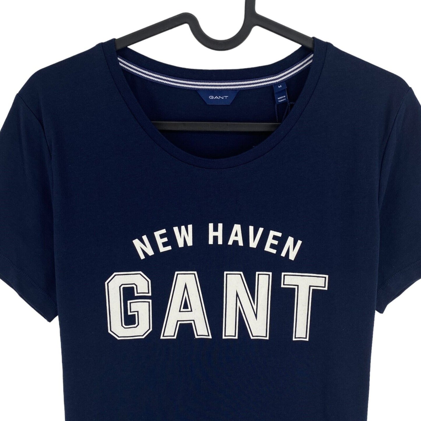 GANT Women Navy Blue Logo Crew Neck Short Sleeves T Shirt Size M