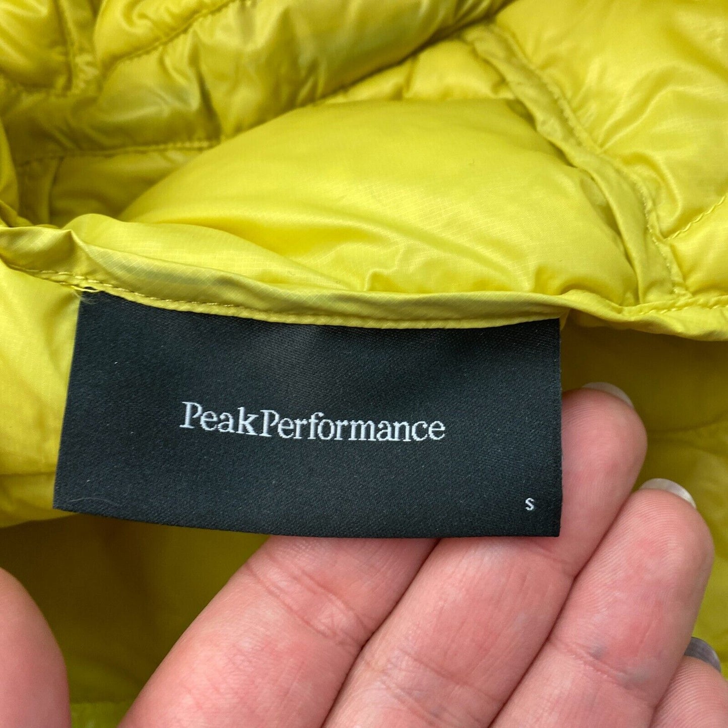 Peak Performance Women Yellow Helium Down Hooded Jacket Coat Size S