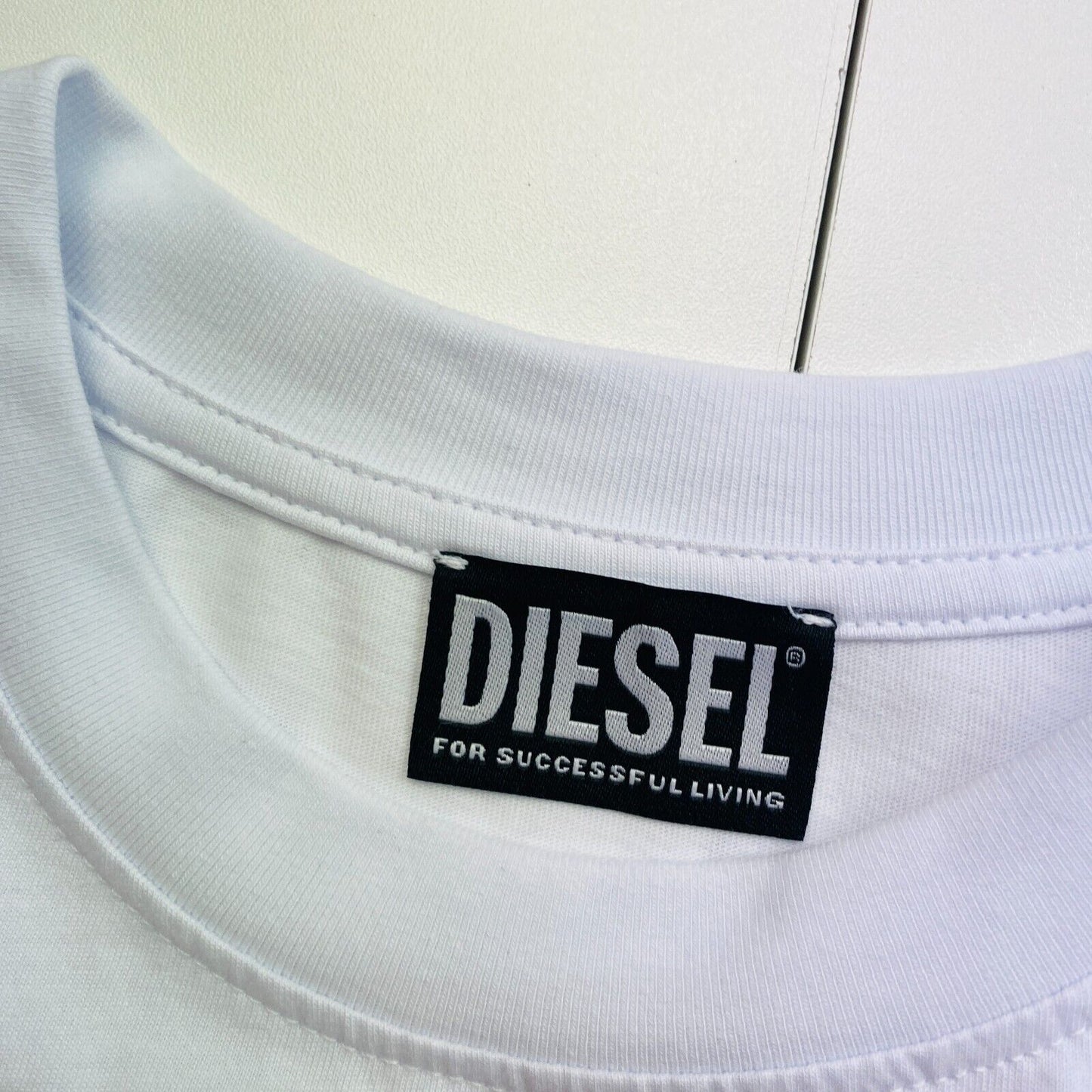 DIESEL Women White T-REG-MICRODIV Crew Neck SS T Shirt Size L