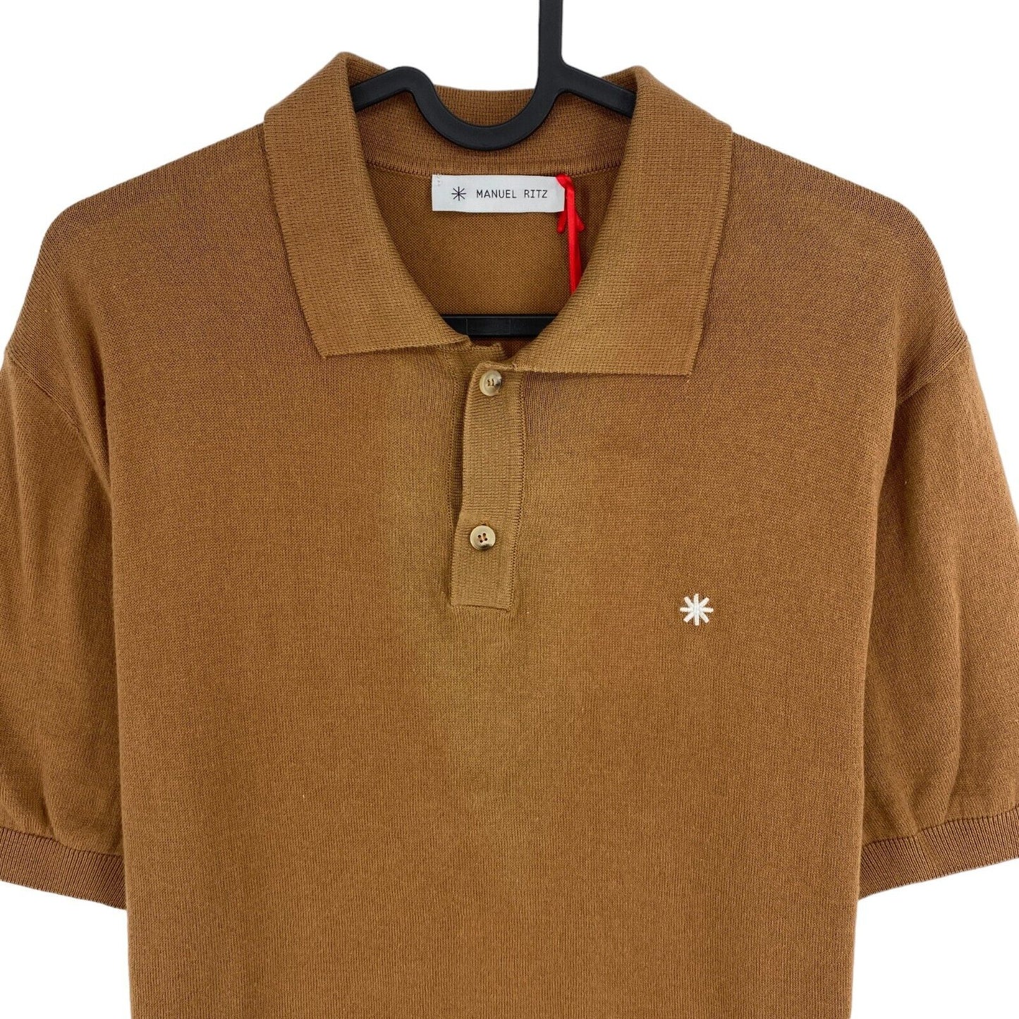 MANUEL RITZ Men Brown Knitted Short Sleeves Polo Shirt Size M