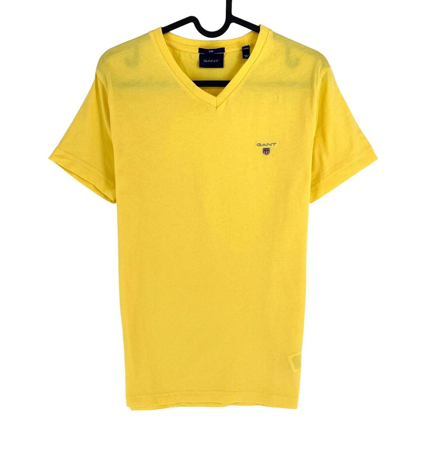 GANT Men Yellow Original Slim Fit V Neck Short Sleeves T Shirt Size S