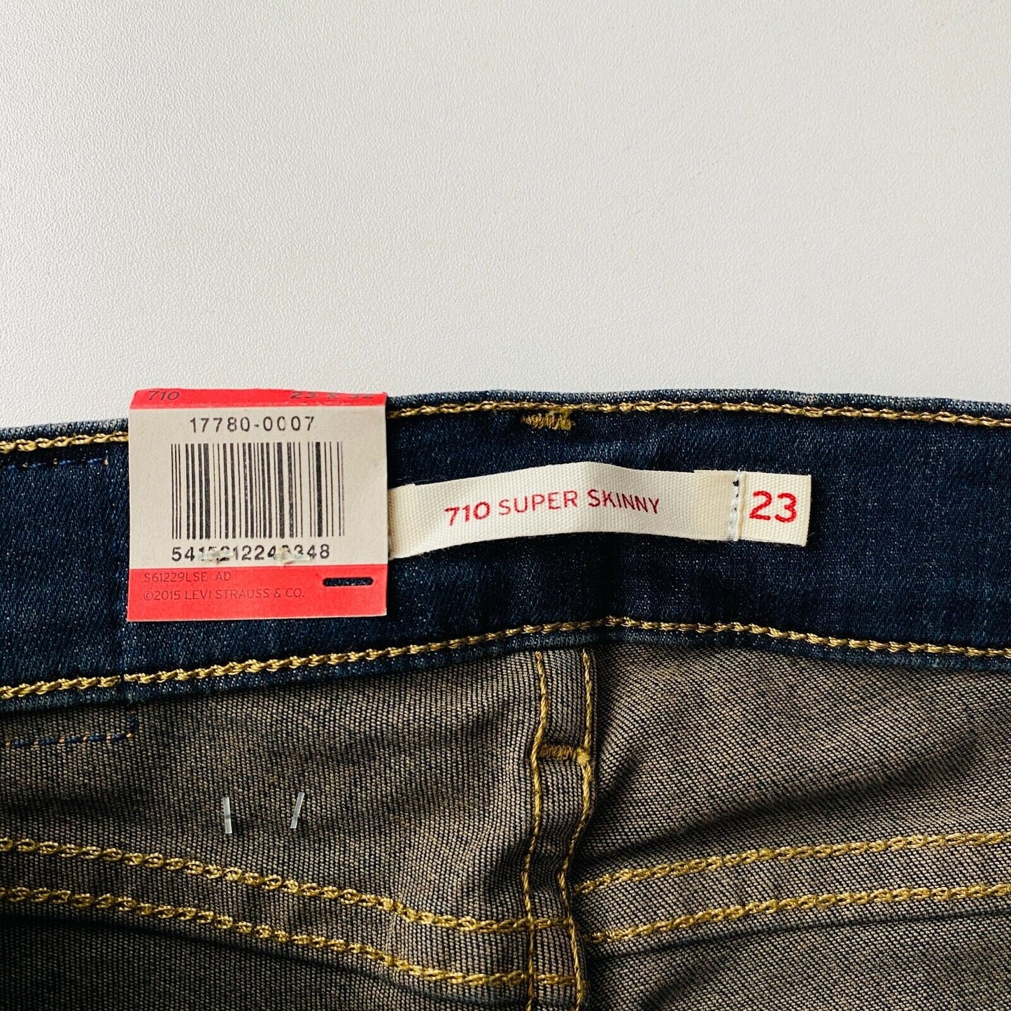 Levi's 710 Women Teens Dark Blue Mid Rise Stretch Super Skinny Fit Jeans W23 L32