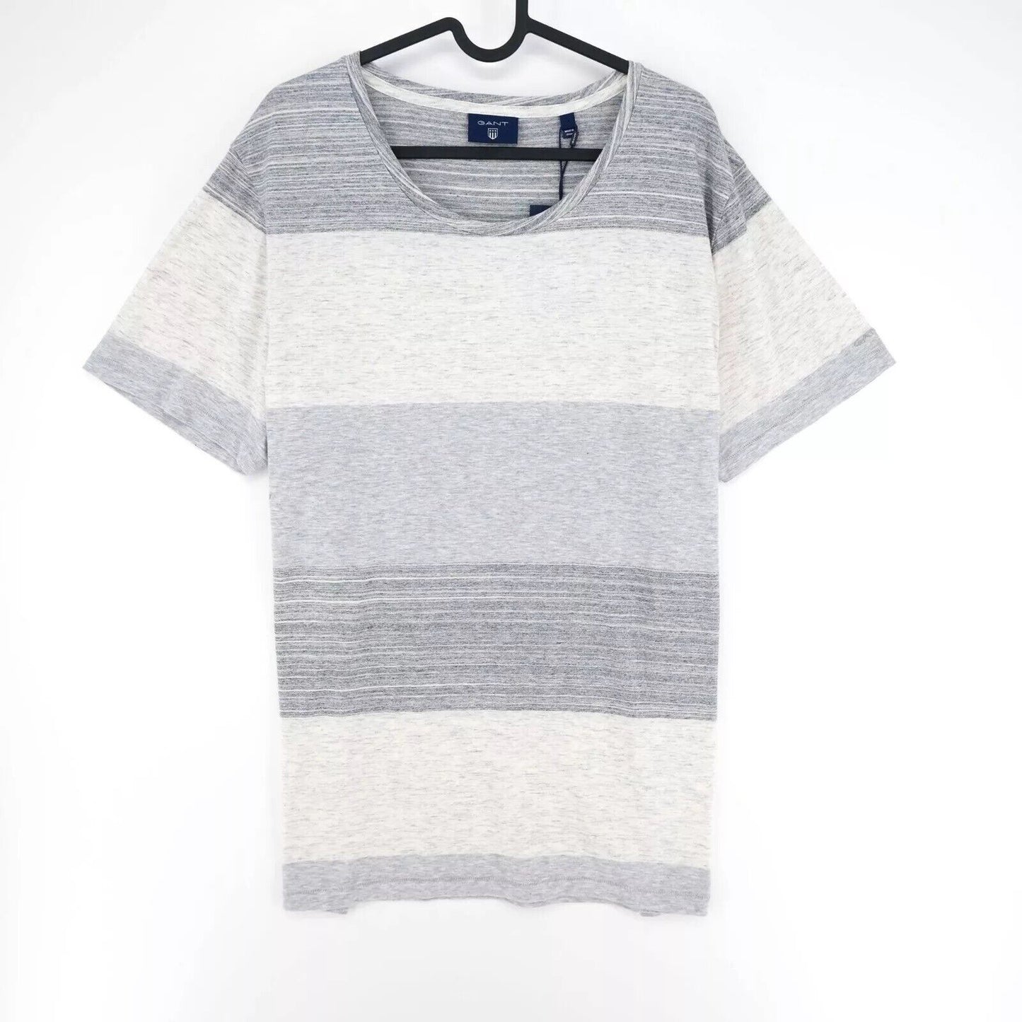 GANT Mens Grey Striped Crew Neck T Shirt Size M