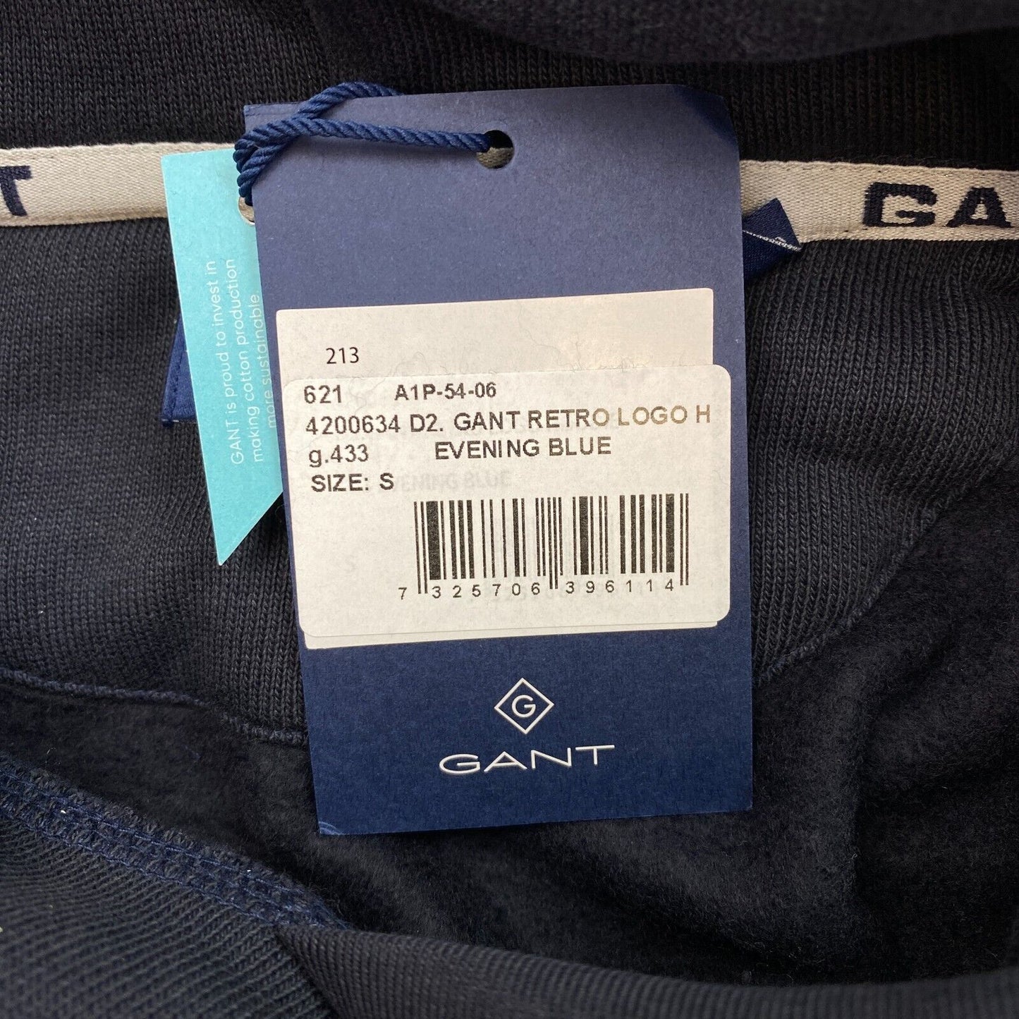 GANT Navy Blue Retro Logo Hoodie Sweater Jumper Size S