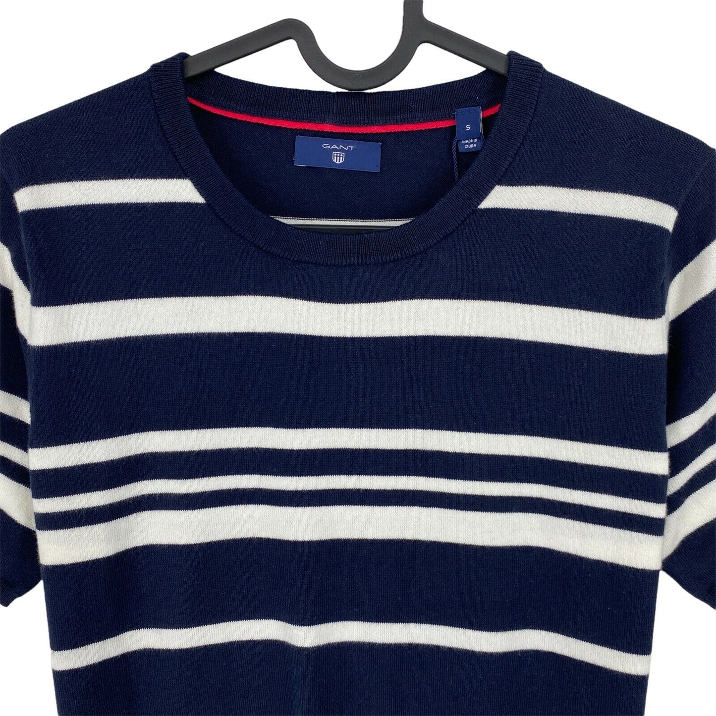 GANT Navy Blue Breton Stripe Cotton Blend Crew Neck Top Size S L