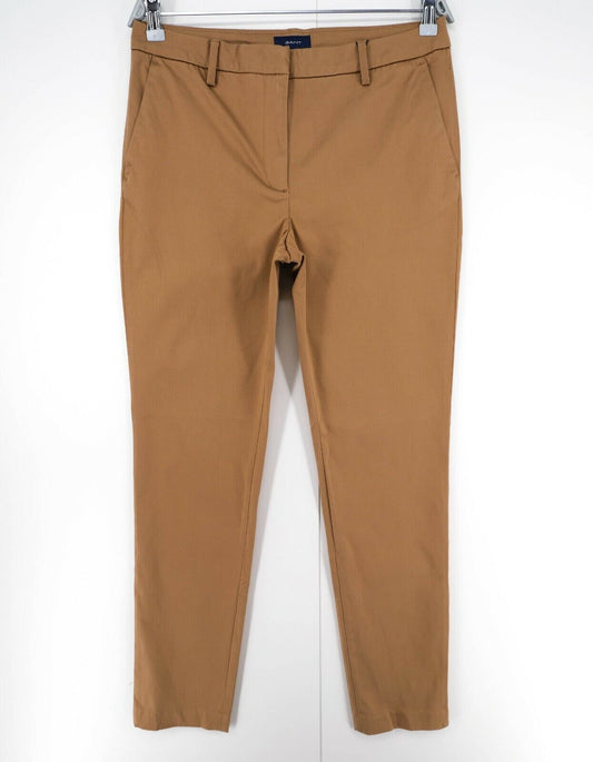 GANT Brown Satin Tech Prep Slack Pants Trousers Size EUR 42 UK 16 US 12