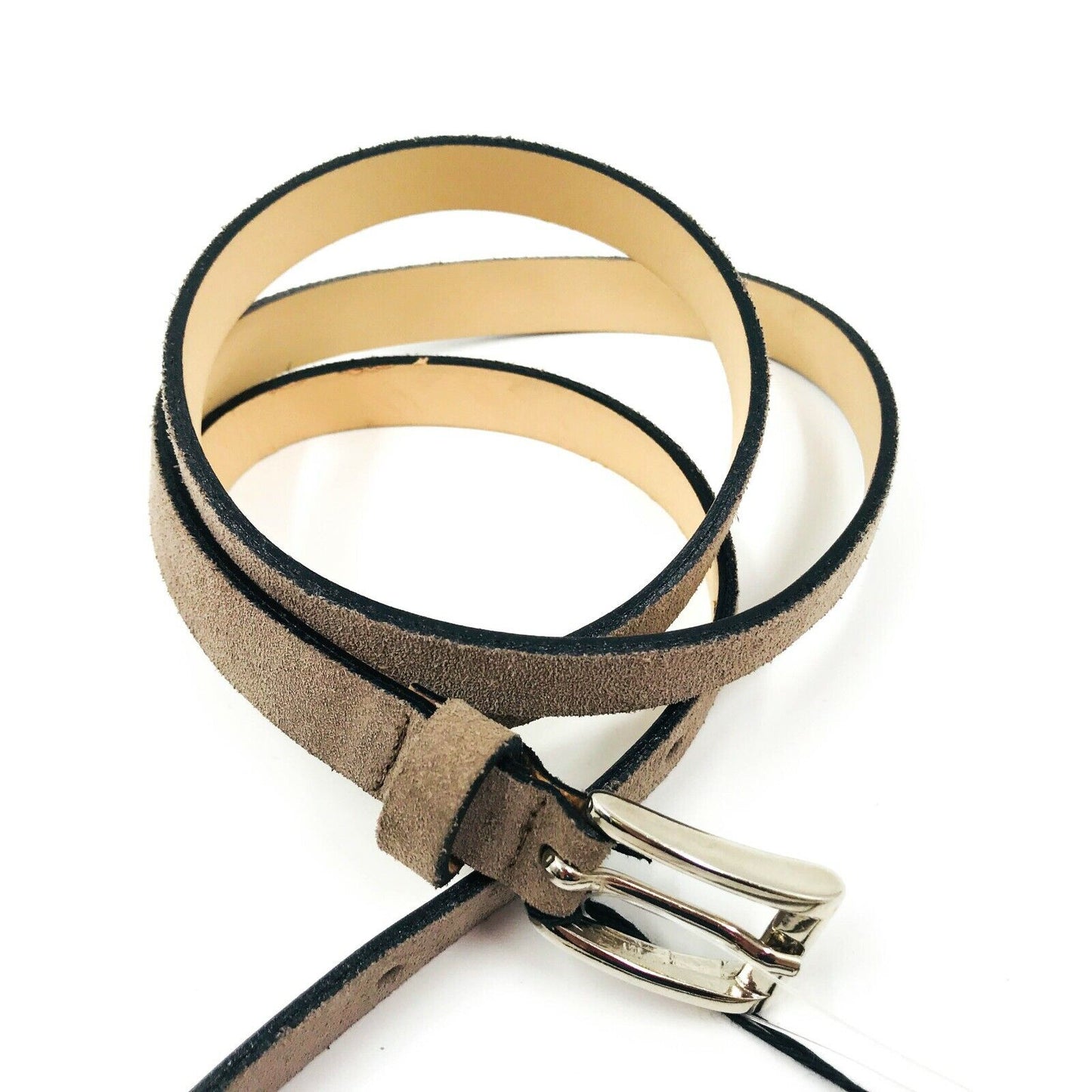 PERSONA Designer Brown Slim Suede Leather Belt Size Medium