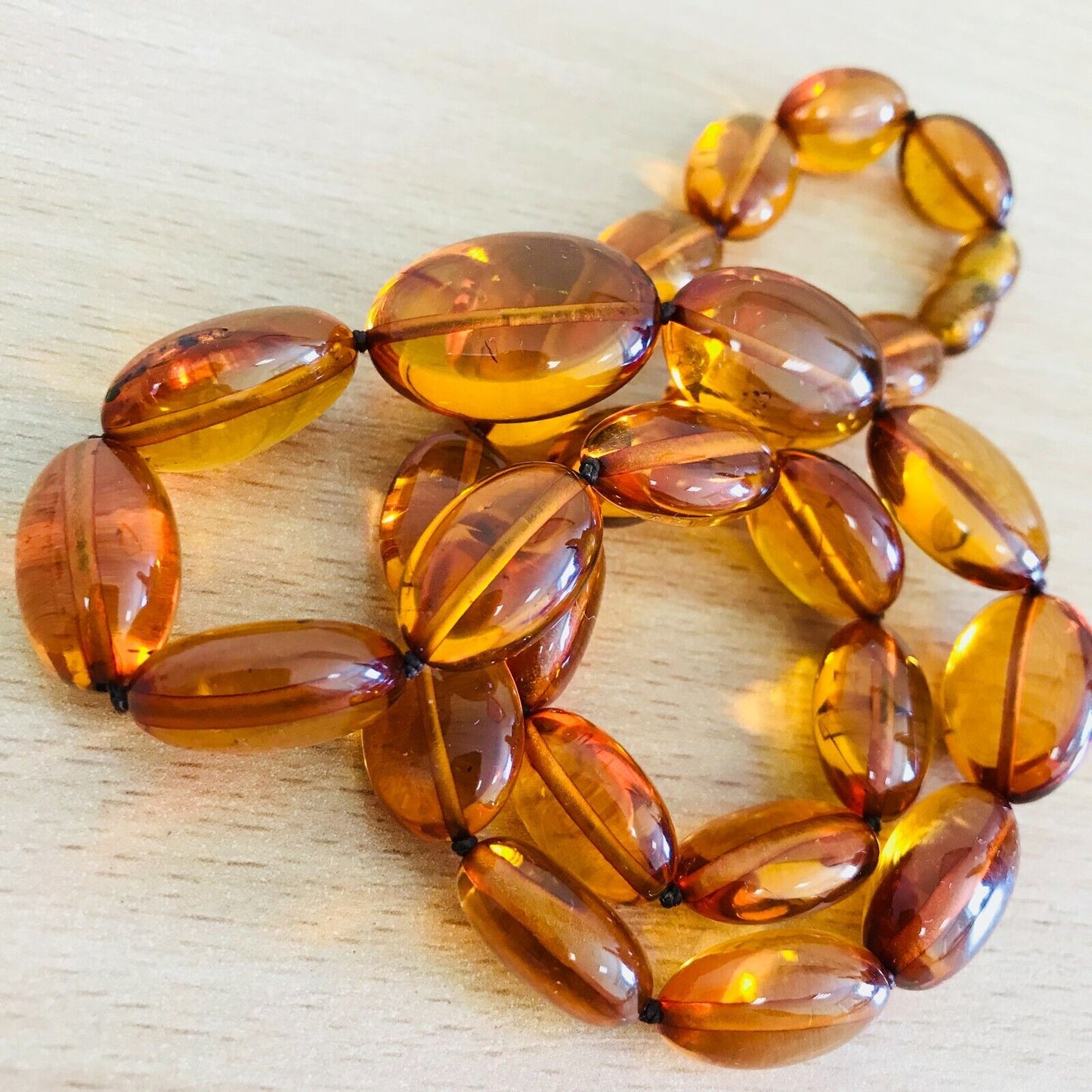 Honey Colour Transparent Natural Polished Baltic Amber Necklace