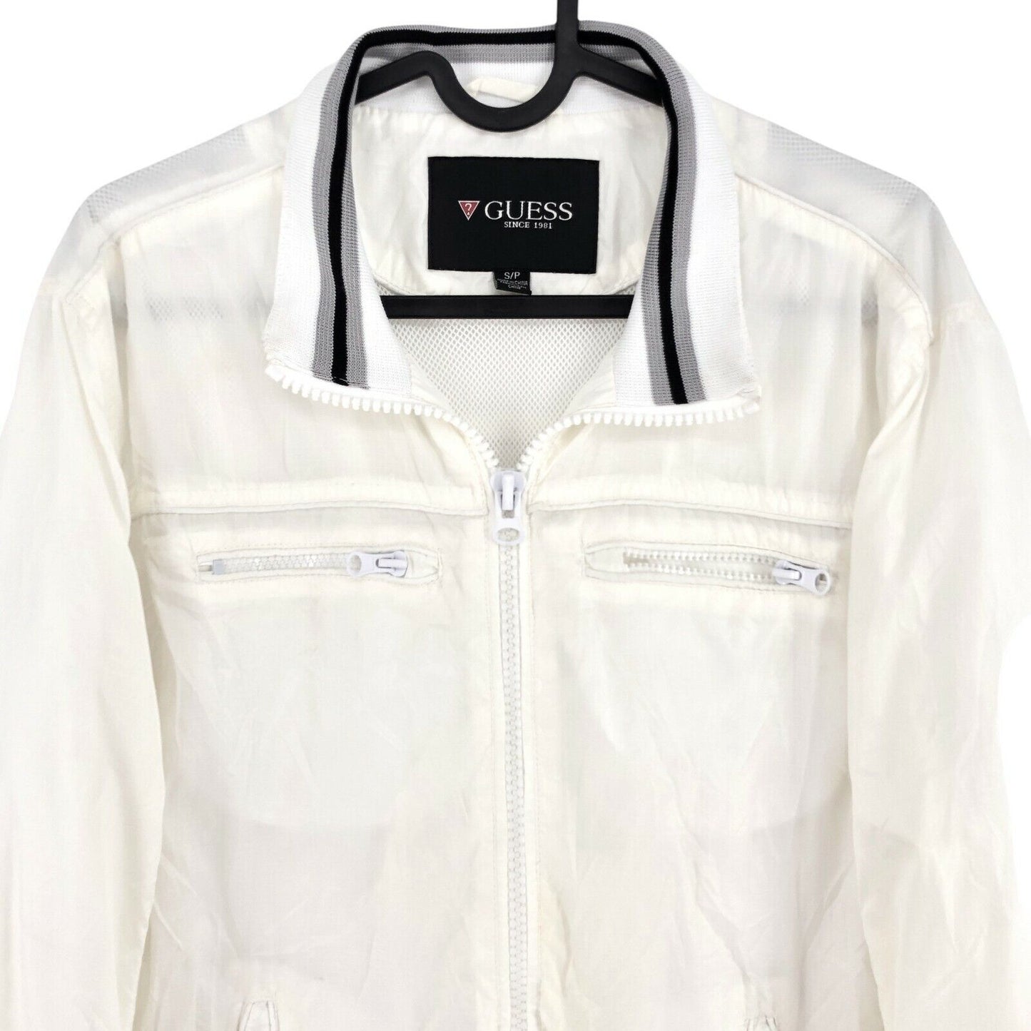 GUESS White Lightweight Bomber Jacket Coat Size S