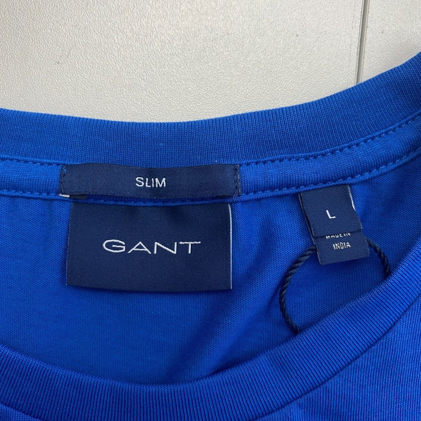 GANT Men Navy Blue Original Slim Fit Crew Neck Short Sleeves T Shirt Size L