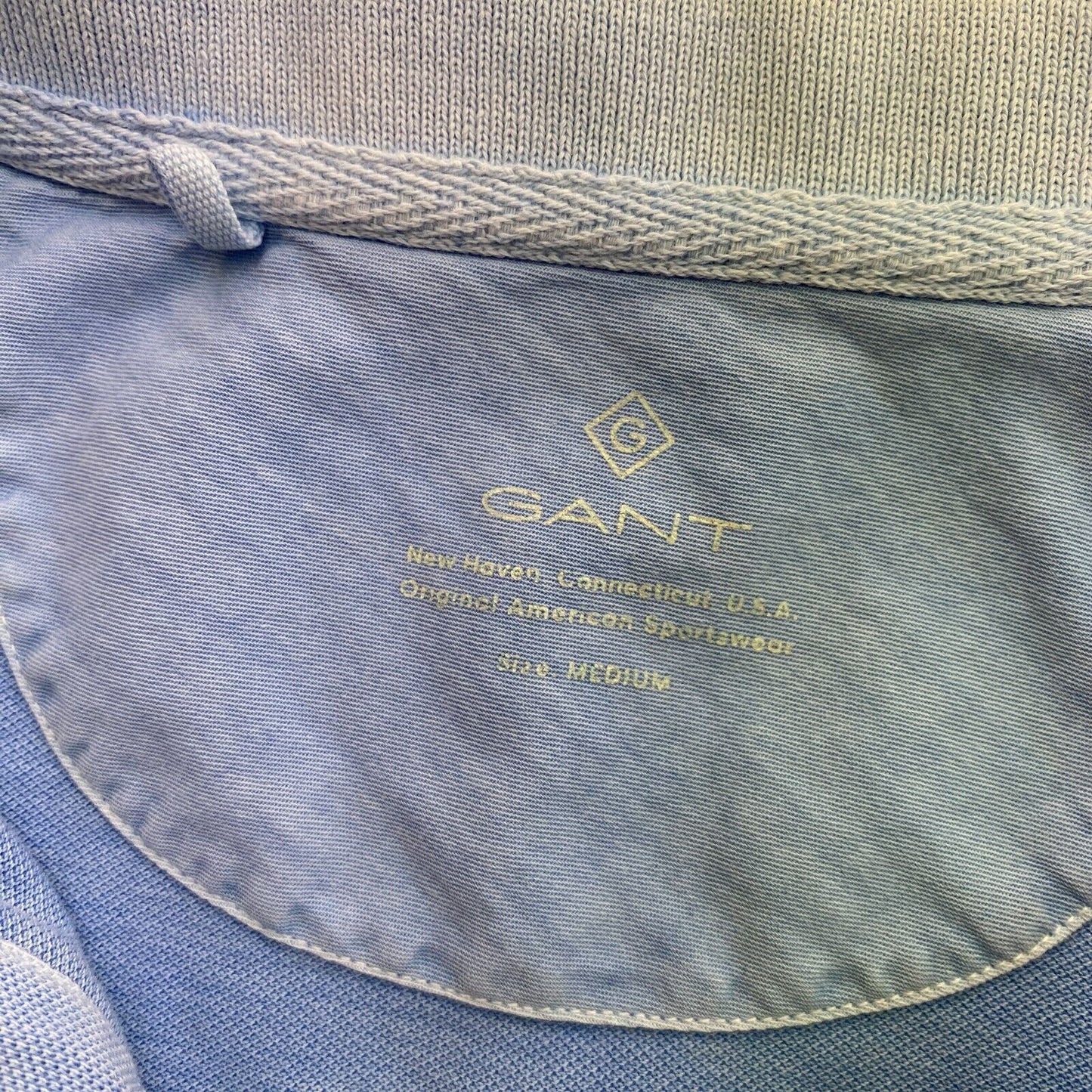 GANT Blue Sun Faded Pique Rugger Polo Shirt Size M