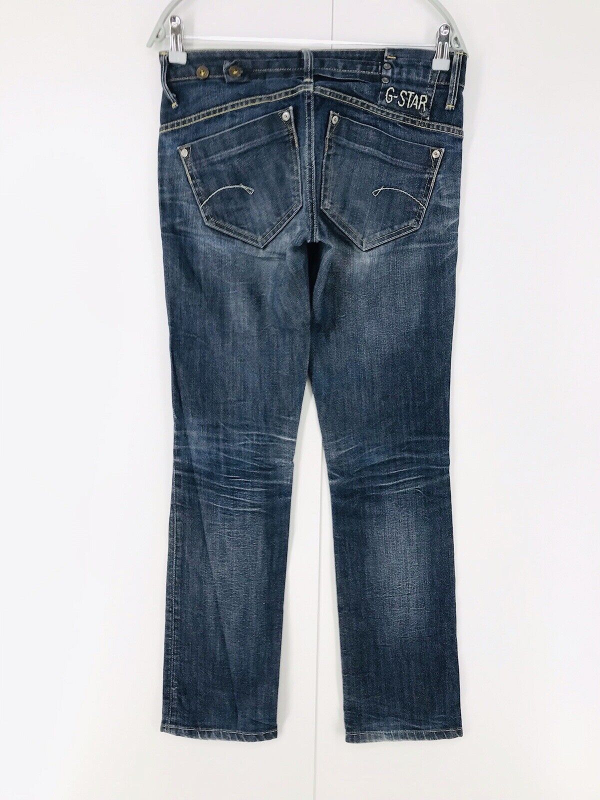 G-STAR RAW MIDGE Femme Bleu Regular Straight Fit Jeans W29 L34 Fabriqué en Italie