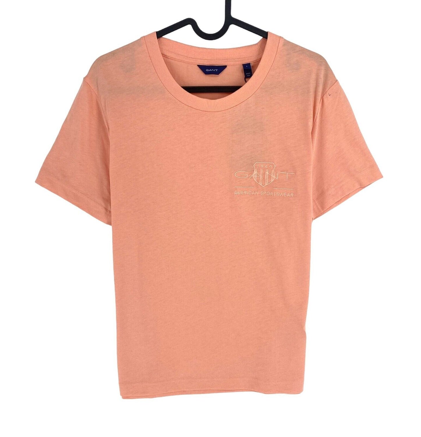 GANT Women Pinkish Orange Tonal Archive Crew Neck Short Sleeves T Shirt Size L