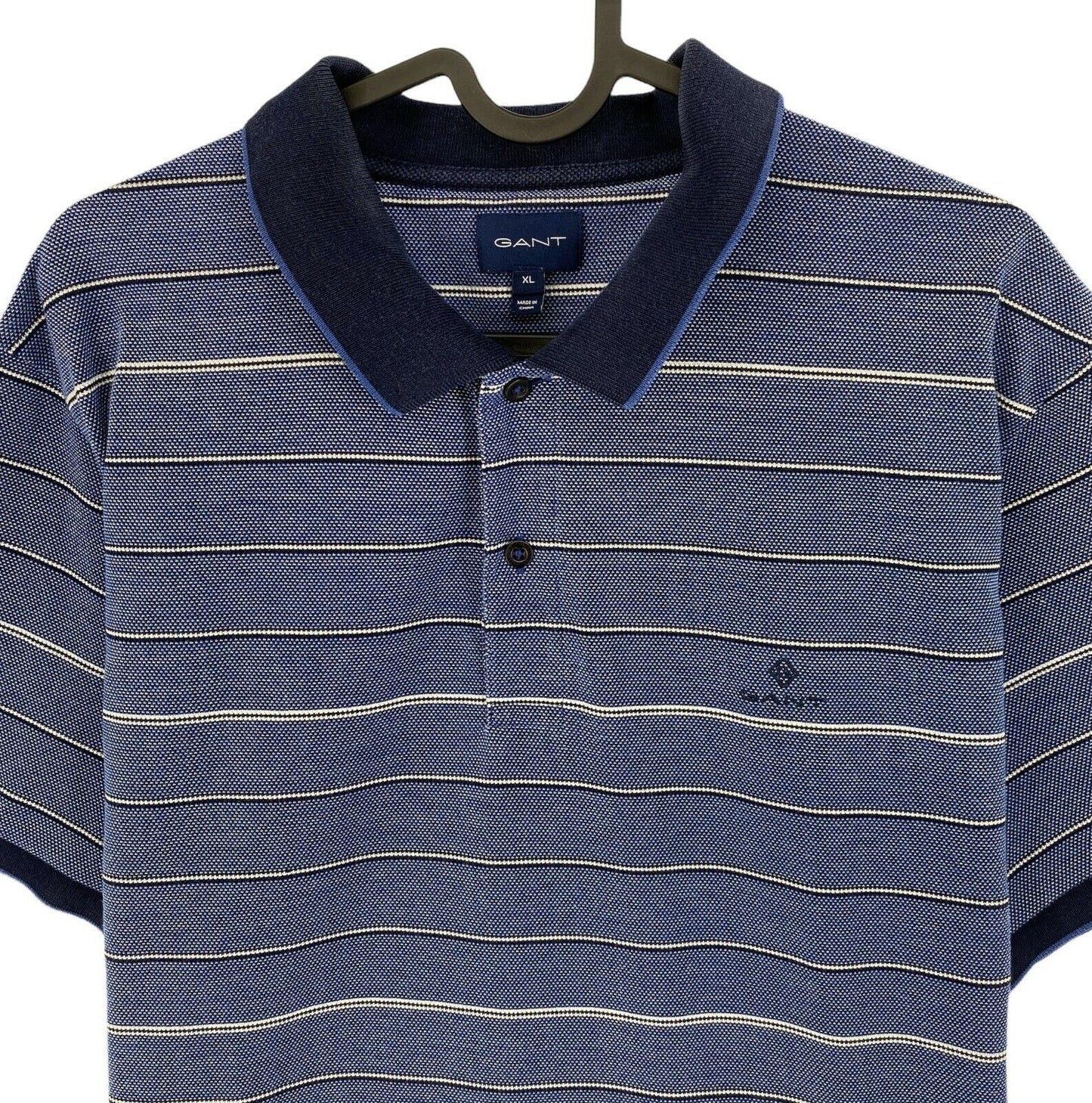 GANT Blue Striped Rugger Polo Neck T Shirt Size XL